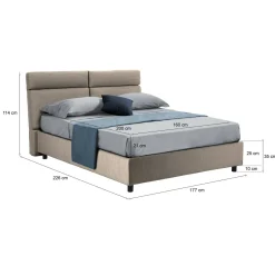 Letto Matrimoniale in Tessuto Grigio Tortora