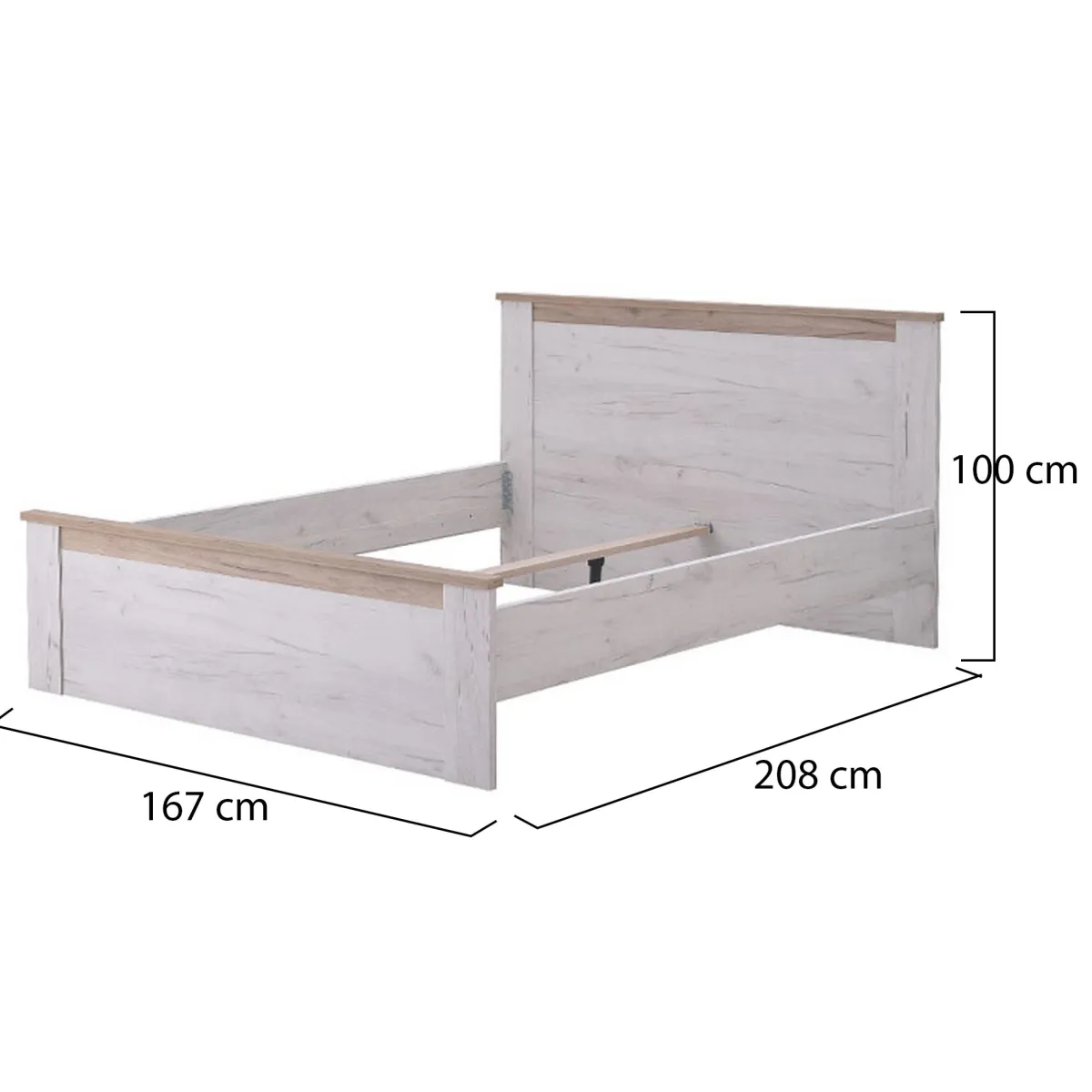 Letti Matrimoniali > Dmora Letto Matrimoniale Marrone Larice Chiaro Marrone Rovere Dimensione Materasso 160x200 cm Peso Supportato 200 kg, Matrimoniale - Claviere Marrone Rovere, Marrone Larice chiaro