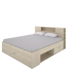 Letto Matrimoniale Marrone Rovere Contenitore Dimensione Materasso 160x200 cm, Peso Supportato 150 kg - Murlo