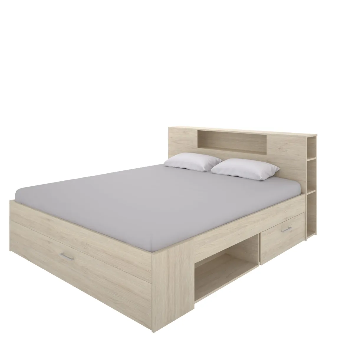 Letto Matrimoniale Marrone Rovere Contenitore Dimensione Materasso 160x200 cm, Peso Supportato 150 kg - Murlo