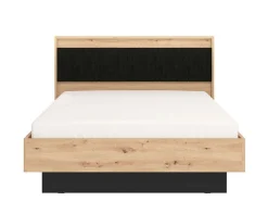 Letto Matrimoniale Marrone Rovere Nodi Nero Dimensione Materasso 160x200 cm Imbottito, Testiera Imbottita - Filogaso