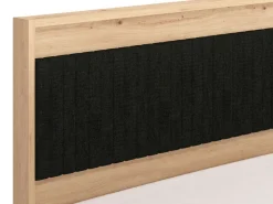 Letto Matrimoniale Marrone Rovere Nodi Nero Dimensione Materasso 160x200 cm Imbottito, Testiera Imbottita - Filogaso