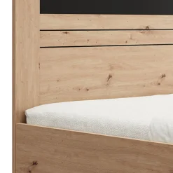 Letto Matrimoniale Marrone Rovere Nodi Nero Dimensione Materasso 160x200 cm Testata Dettaglio Rigato, Peso Supportato 200 kg - Kabale