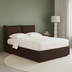 Letto Matrimoniale Marrone Sfoderabile Contenitore, Dimensione Materasso 160x200 cm - Orino