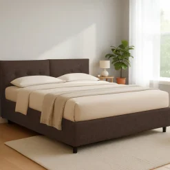 Letto Matrimoniale Marrone Sfoderabile Contenitore, Dimensione Materasso 160x200 cm - Rozzone