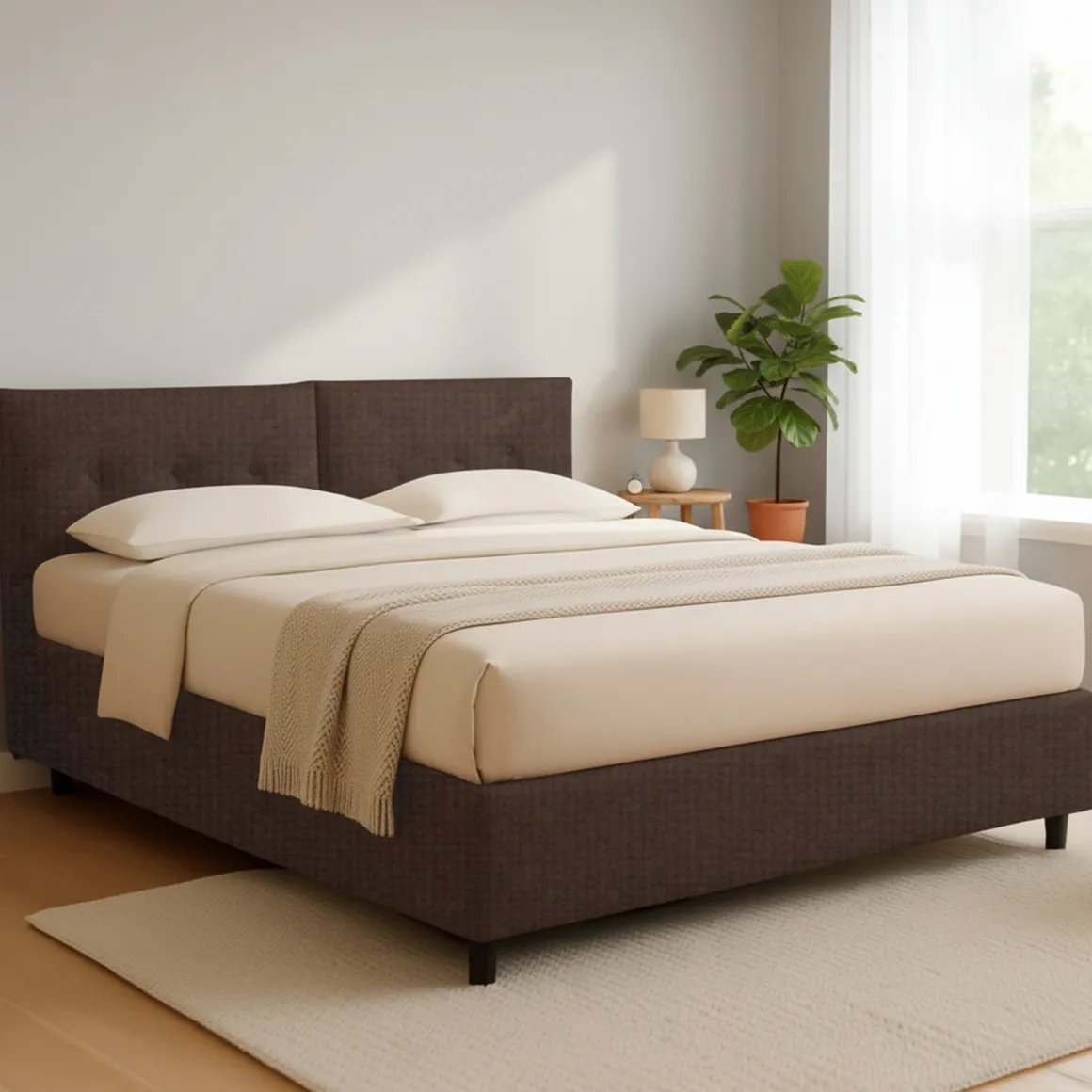 Letto Matrimoniale Marrone Sfoderabile Contenitore, Dimensione Materasso 160x200 cm - Rozzone