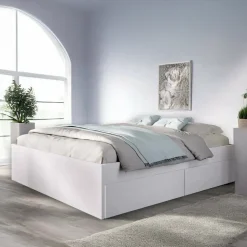 Letto matrimoniale moderno bianco 205x169cm robusto - Ferdie