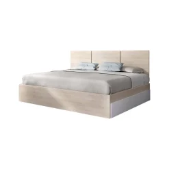 Letti Matrimoniali > Dmora Letto matrimoniale moderno bianco e rovere 205x266cm - Alina Marrone, Bianco Rovere