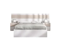 Letti Matrimoniali > Dmora Letto matrimoniale moderno bianco e rovere 205x266cm struttura in legno - Aral Marrone, Bianco Rovere