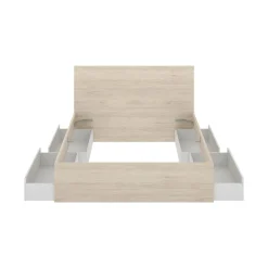 Letto matrimoniale moderno bianco e rovere 205x269cm - Usman