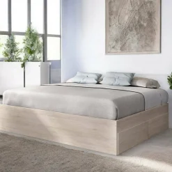 Letti Matrimoniali|Letti Contenitore > Dmora Letto matrimoniale moderno rovere 205x169cm - Ferdie Marrone Rovere