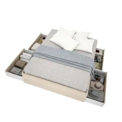 Letti Matrimoniali|Letti Contenitore > Dmora Letto matrimoniale moderno rovere 205x169cm - Ferdie Marrone Rovere