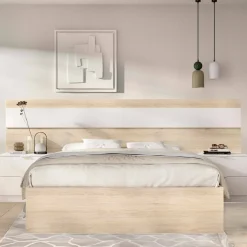 Letto matrimoniale moderno rovere e bianco 205x266cm - Haima