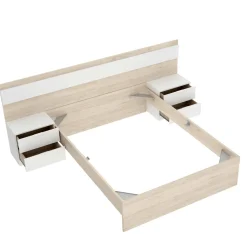 Letto matrimoniale moderno rovere e bianco 205x266cm - Haima