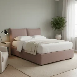 Letto Matrimoniale Rosa Antico Sfoderabile Contenitore, Dimensione Materasso 160x190 cm - Calcio