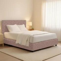 Letto Matrimoniale Rosa Antico Sfoderabile Contenitore, Dimensione Materasso 160x190 cm - Fasanella