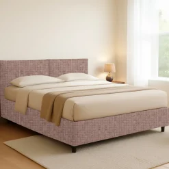 Letto Matrimoniale Rosa Antico Sfoderabile Contenitore, Dimensione Materasso 160x190 cm - Levice