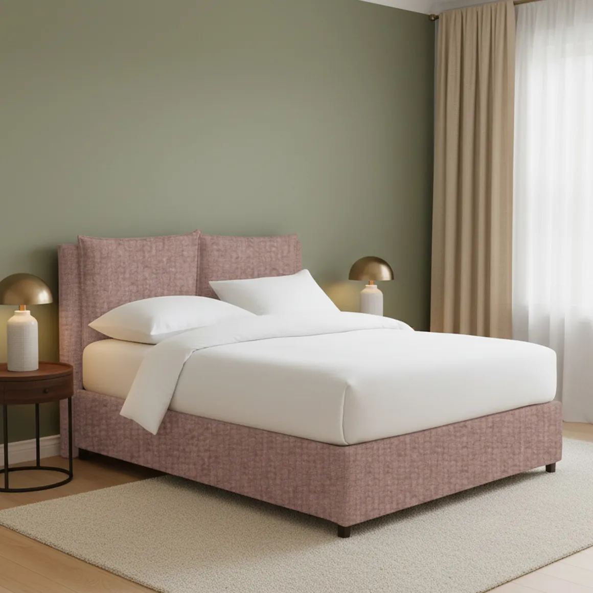 Letto Matrimoniale Rosa Antico Sfoderabile Contenitore, Dimensione Materasso 160x190 cm - Riesi