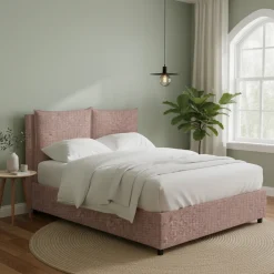 Letto Matrimoniale Rosa Antico Sfoderabile Contenitore, Dimensione Materasso 160x200 cm - Davoli