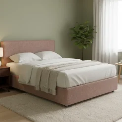 Letto Matrimoniale Rosa Antico Sfoderabile Contenitore, Dimensione Materasso 160x200 cm - Lenta