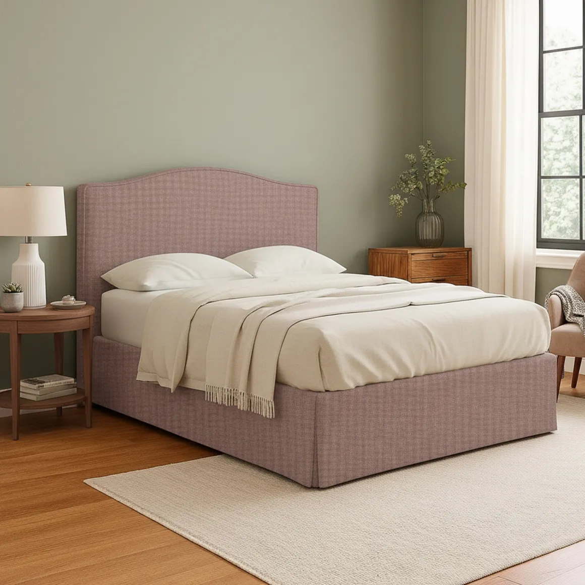 Letto Matrimoniale Rosa Antico Sfoderabile Contenitore, Dimensione Materasso 160x200 cm - Orgiano