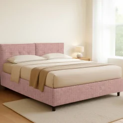 Letto Matrimoniale Rosa Sfoderabile Contenitore, Dimensione Materasso 160x190 cm - Levice