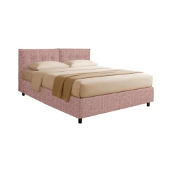 Letto Matrimoniale Rosa Sfoderabile Contenitore, Dimensione Materasso 160x190 cm - Levice