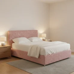 Letto Matrimoniale Rosa Sfoderabile Contenitore, Dimensione Materasso 160x200 cm - Lenta