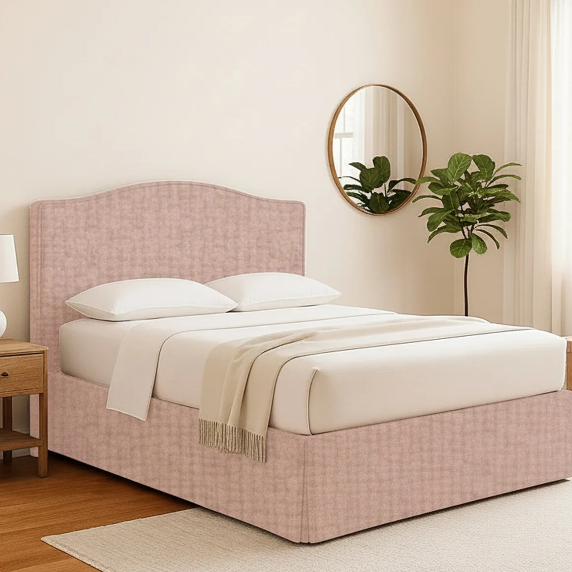 Letti Matrimoniali|Letti Contenitore > Dmora Letto Matrimoniale Sfoderabile Contenitore, Dimensione Materasso 160x200 cm - Orino Rosa
