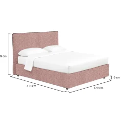 Letto Matrimoniale Rosa Sfoderabile Contenitore, Dimensione Materasso 160x200 cm - Peia