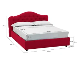 Letto Matrimoniale Rosso Materasso Incluso Sfoderabile, Contenitore Made in Italy - Alfer