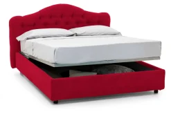 Letto Matrimoniale Rosso Materasso Incluso Sfoderabile, Contenitore Made in Italy - Alfer