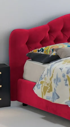Letto Matrimoniale Rosso Materasso Incluso Sfoderabile, Contenitore Made in Italy - Alfer