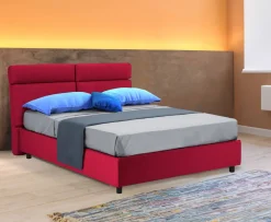 Letto Matrimoniale Rosso Sfoderabile Contenitore, Dimensione Materasso 160x190 cm Made in Italy - Alcatron