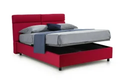 Letto Matrimoniale Rosso Sfoderabile Contenitore, Dimensione Materasso 160x190 cm Made in Italy - Alcatron