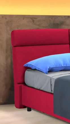 Letto Matrimoniale Rosso Sfoderabile Contenitore, Dimensione Materasso 160x190 cm Made in Italy - Alcatron