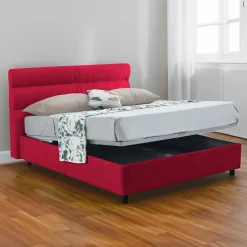 Letto Matrimoniale Rosso Sfoderabile Contenitore, Dimensione Materasso 160x190 cm Made in Italy - Brienno