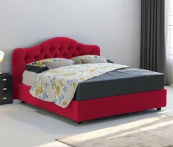 Letto Matrimoniale Rosso Sfoderabile Contenitore, Dimensione Materasso 160x200 cm Made in Italy - Aly