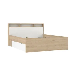 Letto matrimoniale rovere e bianco 169x216cm rivestimento in ecopelle - Enteng