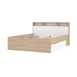 Letto matrimoniale rovere e bianco 169x216cm rivestimento in ecopelle - Enteng