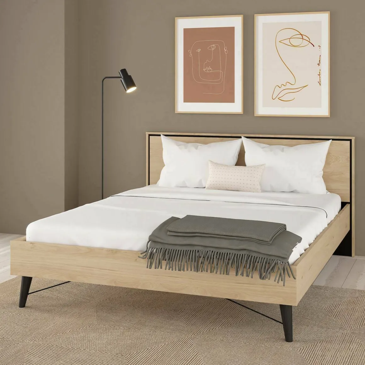 Letto matrimoniale rovere 172x206cm accogliente - Lala