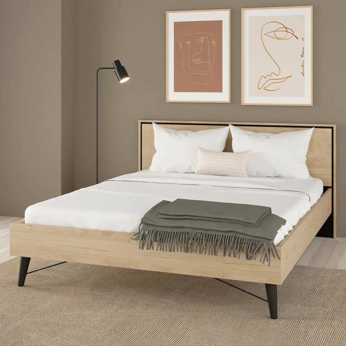 Letti Matrimoniali > Dmora Letto matrimoniale rovere 192x206cm - Ghebbo Marrone Rovere