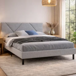 Letti Matrimoniali > Dmora Letto matrimoniale tortora 169x204cm imbottito - Morpheus Grigio