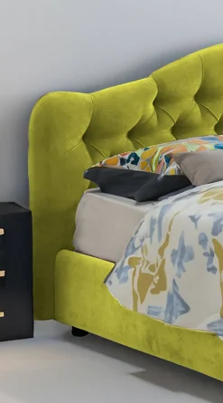 Letto Matrimoniale Verde Materasso Incluso Sfoderabile, Contenitore Made in Italy - Alfer