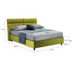 Letto Matrimoniale Verde Materasso Incluso Sfoderabile, Contenitore Made in Italy - Annus