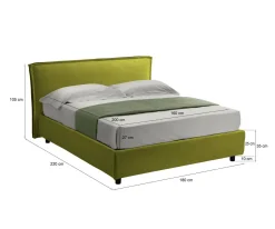 Letto Matrimoniale Verde Materasso Incluso Sfoderabile, Contenitore Made in Italy - Brunate