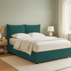Letti Matrimoniali|Letti Contenitore > Dmora Letto Matrimoniale Sfoderabile Contenitore, Dimensione Materasso 160x190 cm - Colere Verde Petrolio