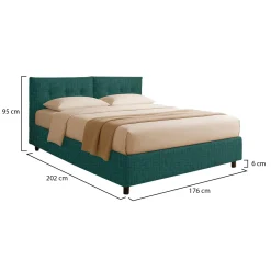 Letti Matrimoniali|Letti Contenitore > Dmora Letto Matrimoniale Sfoderabile Contenitore, Dimensione Materasso 160x190 cm - Lioni Verde Petrolio