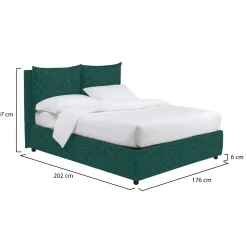 Letto Matrimoniale Verde Petrolio Sfoderabile Contenitore, Dimensione Materasso 160x190 cm - Riesi