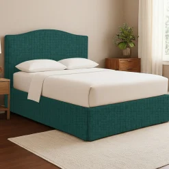 Letto Matrimoniale Verde Petrolio Sfoderabile Contenitore, Dimensione Materasso 160x200 cm - Orgiano